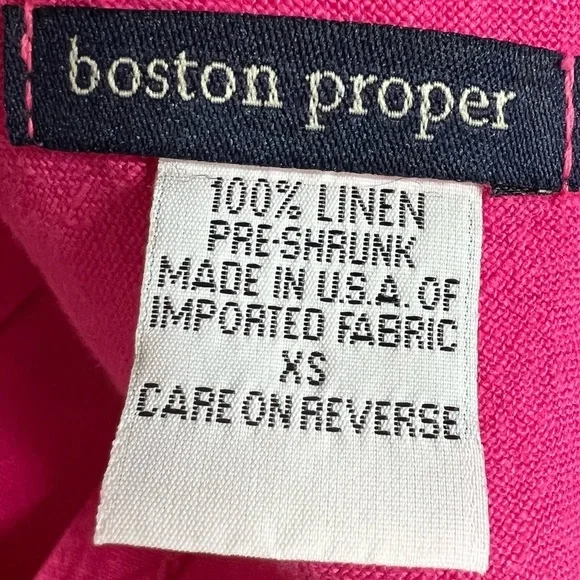 Boston Proper 100% Linen Pink Sleeveless Sheath Cargo Dress Women's Size XS - Picture 5 of 8
